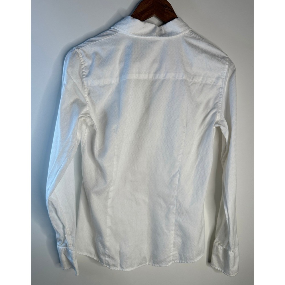 Carolina Herrera White Button Down Shirt Jacquard Logo Pattern Sz 8 Quiet Luxury - Picture 10 of 13